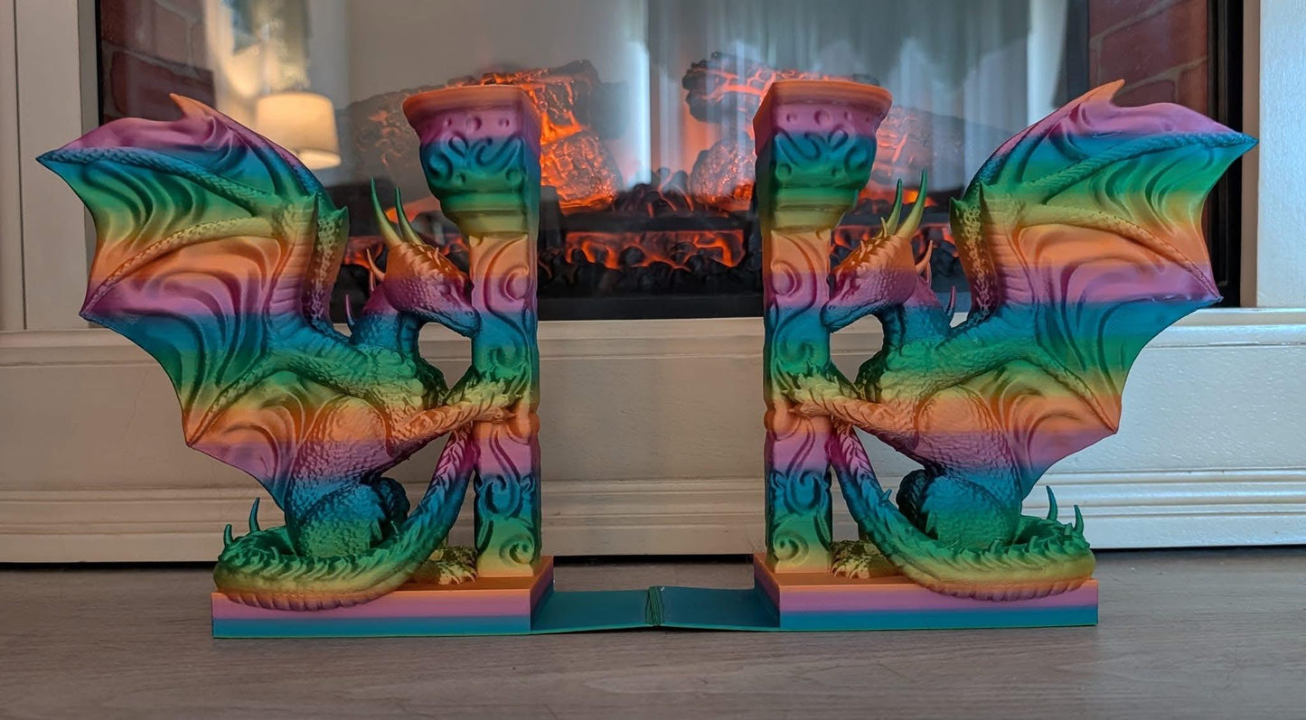 3D Printed Dragon Bookends: Fantasy Bookshelf Decor