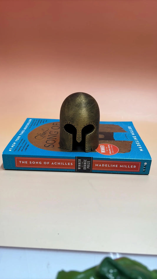 Achilles helmet shelf decor